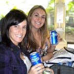 #TBT Bud Light Party Cruise : Deb and former ‘Sorority Intern’ Cassandra at the Bahamas Bud Light Party Cruise from 2009 holding two cans of Bud Light. 