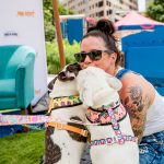 Deb And Alfie At Pup Fest : Deb kissing two Frenchies at Pup fest. 