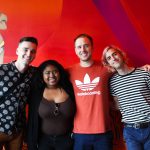 101X-Session with half•alive at Aviator Nation: Half Alive posing with a fan at the 101X Session