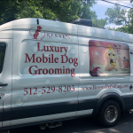Braidy gets a mobile bath: the mobile bath truck used by Luxury Mobile Dog Grooming