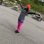 Deb's Washington Vacation : Deb's with her arms up during her vacation to Washington. 