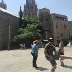 Jason Goes To Barcelona : Jason, his mom and two friends in Barcelona dancing. 