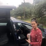 Deb Sees Jason' s Tesla For The First Time: Deb outside viewing Jason's new Tesla. 