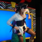 Deb's Pirate Birthday : Deb doing a pirate dance