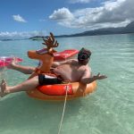 Jason's Hawaiian Holiday : jason chilling on a reindeer floatie 