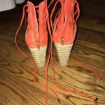 5 Bright Orange Wedges With Straps (Back)
