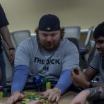 Beat The Dick Poker Tournament : jason dick grabbing a fat stack of chips with his sausage fingers
