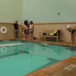#TBT Jason And Deb’s Modern Decathlon: Jason and Deb about to swim in the pool at the Jason And Deb’s Modern Decathlon in 2008. 