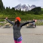 Deb's Washington Vacation : Deb with her arms up in Washington. 