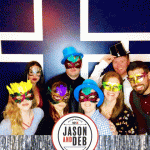 Jason & Deb's Don't Go Downtown NYE Party: group of people posing with props and masquerade masks