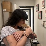 Deb's New Adorable Friend : Deb kissing her new kitten friend in the 101x office. 