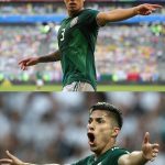 Miguel Layún: Mexico Defender: Miguel Layún: Mexico Defender yelling in field side by side comparison of blonde and brunette 