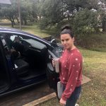 Deb Sees Jason' s Tesla For The First Time: Deb outside viewing Jason's new Tesla. 