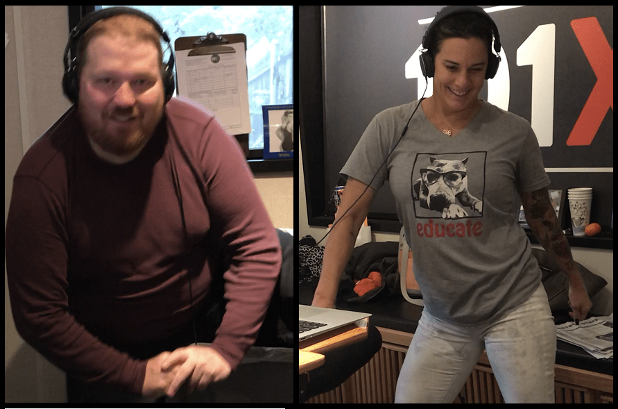 Jason Dick and Deb Okeefe doing there best attempts to recreate popular dances from the video game Fortnite