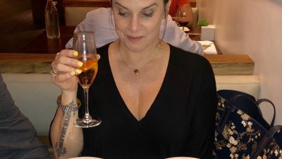 Deb enjoying a birthday sushi dinner at Uchiko