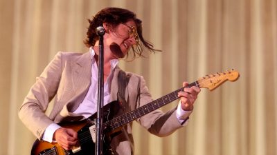 Alex Turner of the band Arctic Monkeys performs during the 12th Alive Music Festival in Oeiras, near Lisbon on July 12, 2018