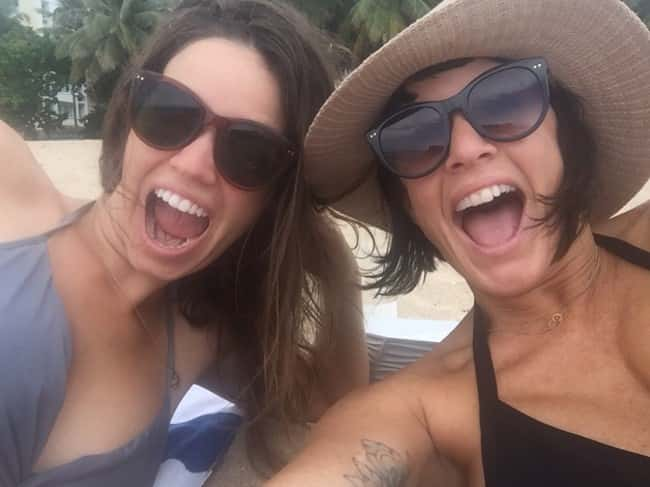 Deb's friend sam and herself taking a selfie from the beach during their puerto rico vacation