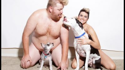 Jason and Deb Bad John Paul Photoshoot naked with dogs.