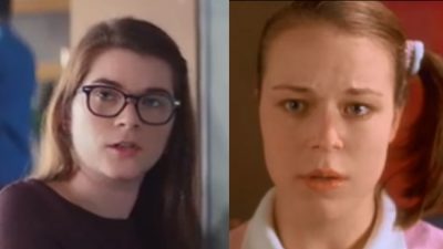 Side by side of TurboTax 'Compensating' commercial actress and Tina Majorino.