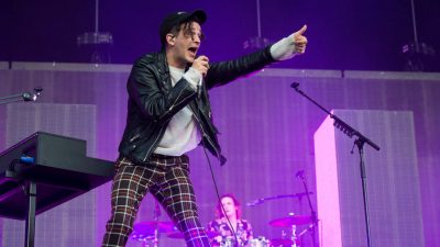 Matthew Healy of the 1975 performs at Belsonic Ormeau Park on June 16, 2017 in Belfast, Northern Ireland.