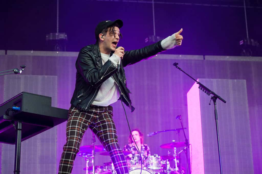Matthew Healy of the 1975 performs at Belsonic Ormeau Park on June 16, 2017 in Belfast, Northern Ireland.