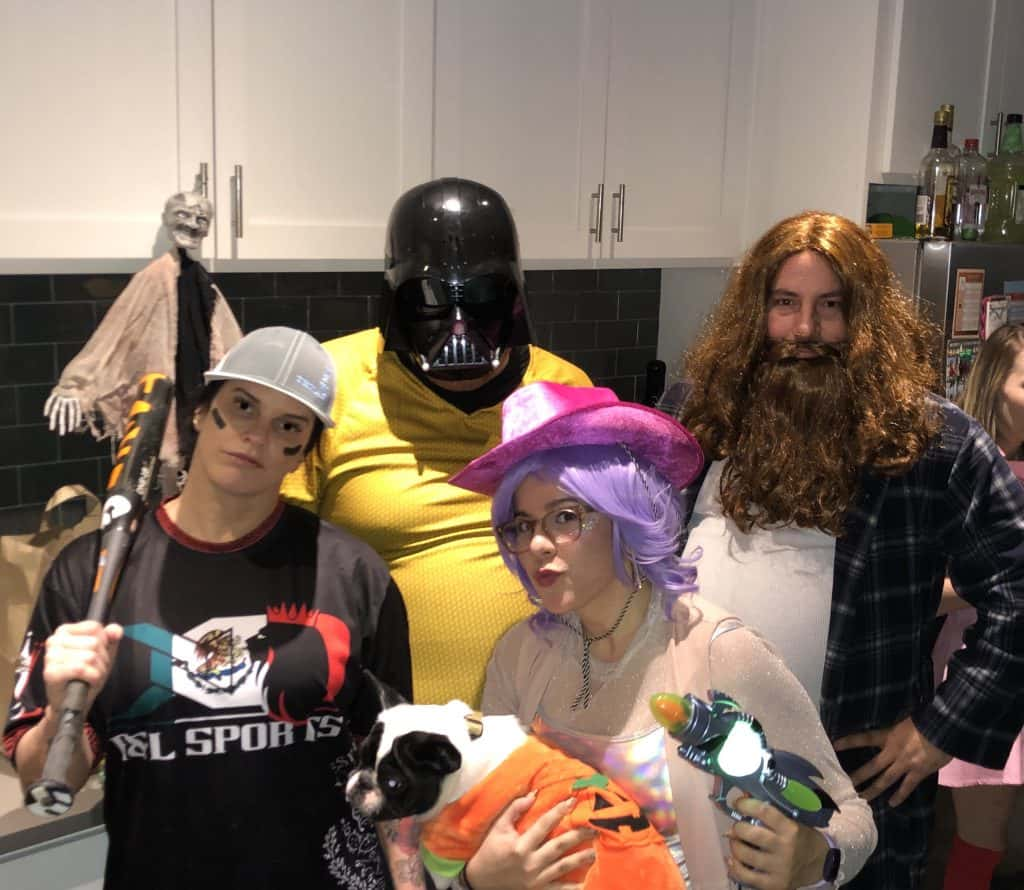 Deb, Jason, Katy and Nick in Halloween Costumes