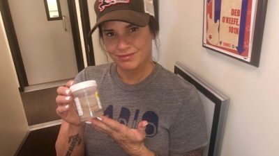 Deb with Alfie's leftovers after being snipped.