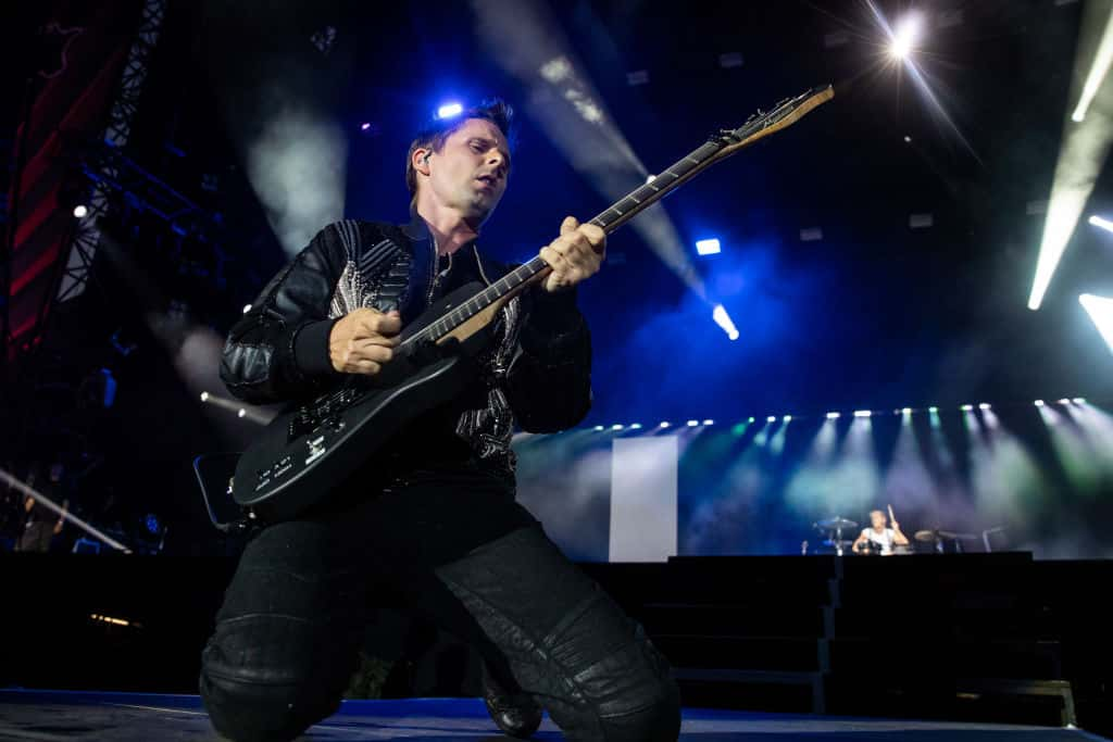 Matthew Bellamy, singer and guitarist of the British rock band 'Muse', performing on stage at the 'Rock im Park' Festival