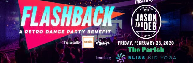 Flashback: A Retro Dance Party Benefit hosted by Jason and Deb.