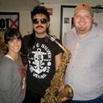 Jason and Deb with the Sexy Sax Man, Sergio Flores.