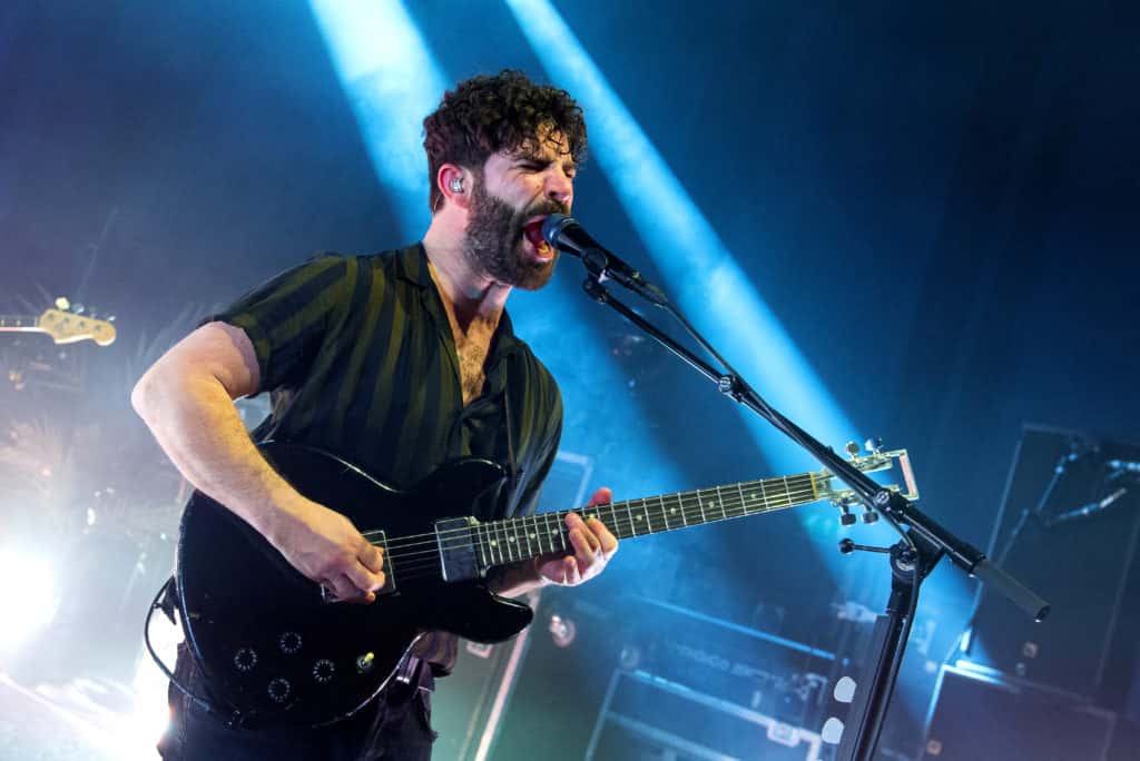 Yannis Philippakis of Foals performs at the O2 Shepherds Bush Empire as part of War Child BRITs Week on February 17, 2020 in London, England.