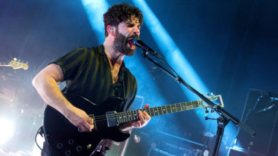 Yannis Philippakis of Foals performs at the O2 Shepherds Bush Empire as part of War Child BRITs Week on February 17, 2020 in London, England.