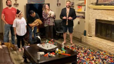 people building LEGO