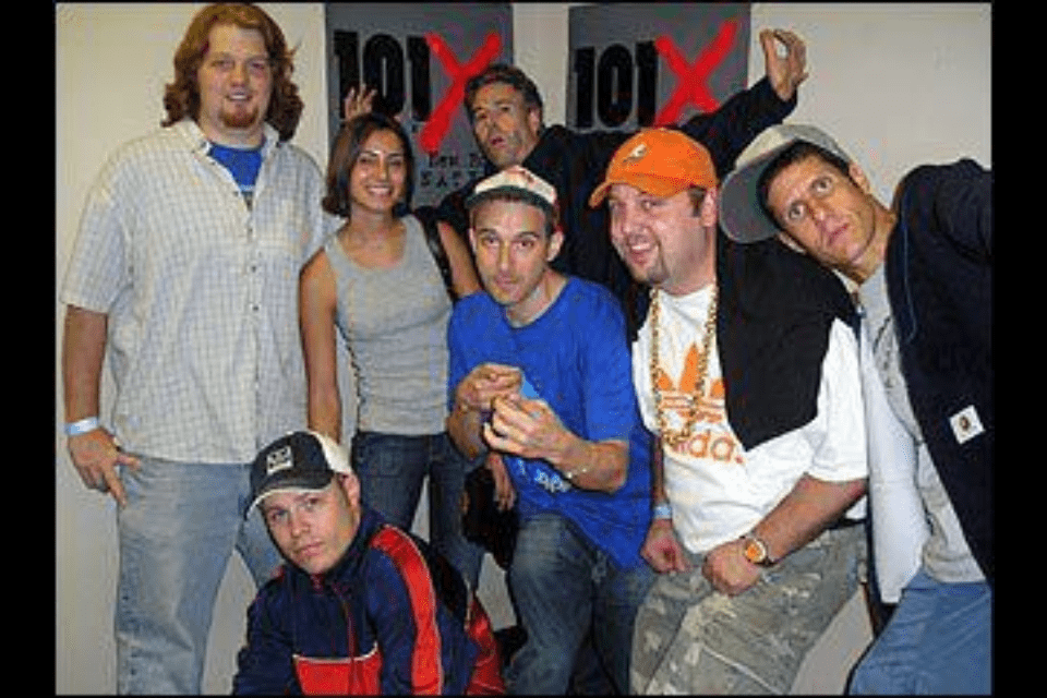 a young radio jason with the beastie boys and some fans