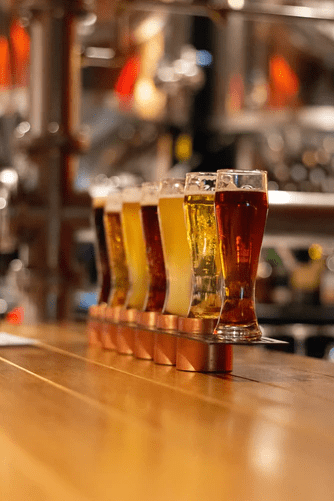 beers on a bar table