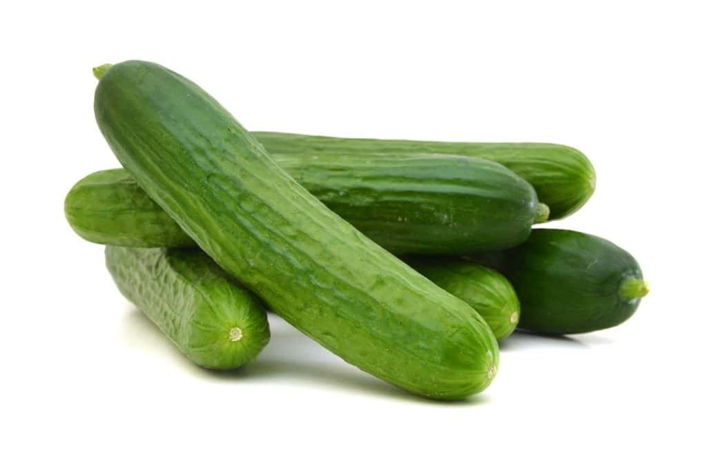 a stock image of five unmilked cucumbers