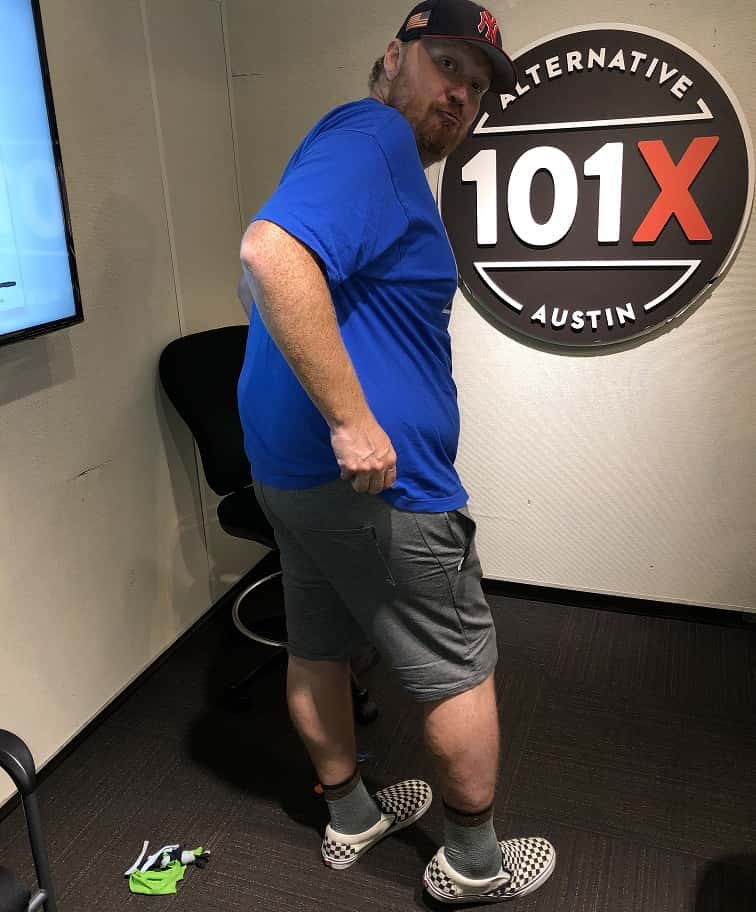 jason showing off his new shorts