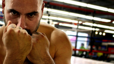 producer nick with his fists balled up at Fightmageddon