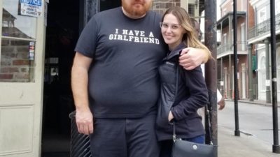 jason and his girlfriend outside a bar in new orleans