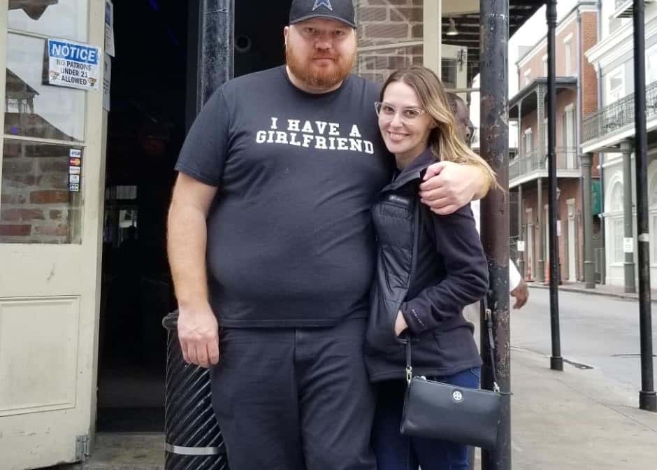 jason and his girlfriend outside a bar in new orleans