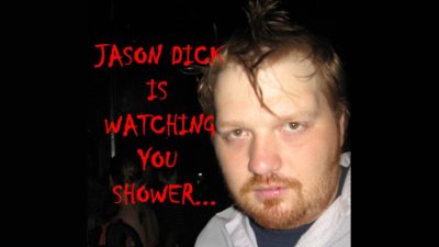 an old picture of jason looking creepy with the caption Jason Dick is watching you shower