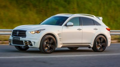stock photo of a white infiniti qx70 like Deb drives