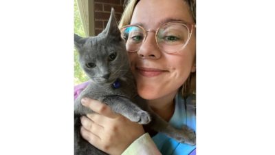 former producer katy with her new cat, gracy
