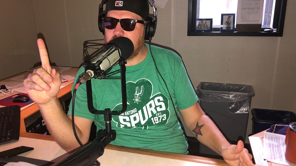 jason wearing sunglasses in the studio because his eyes are sensitive to light after his concussion