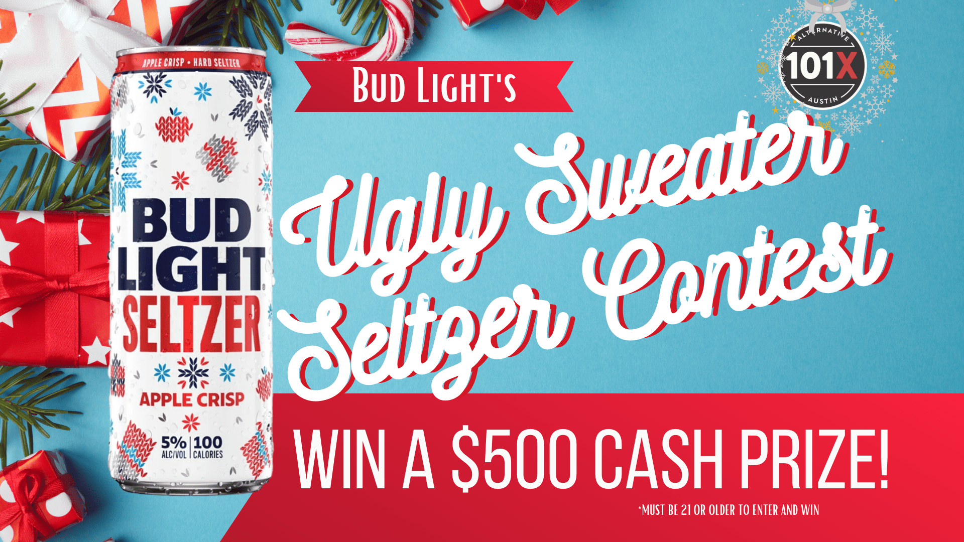 Bud Light Ugly Sweater Seltzer Contest KROX Austin TX