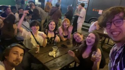 Emily and friends drinking at Cheer Up Charlies