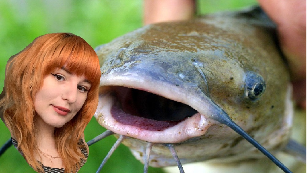 Emily photoshopped next to a catfish