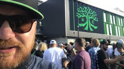 jason standing outside the austin fc stadium