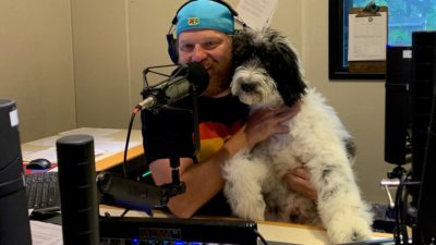 jason and his dog bogey in studio