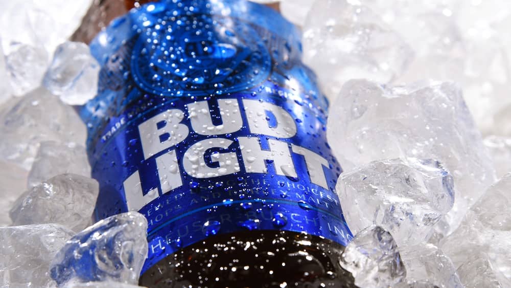 stock photo of a bud light in ice